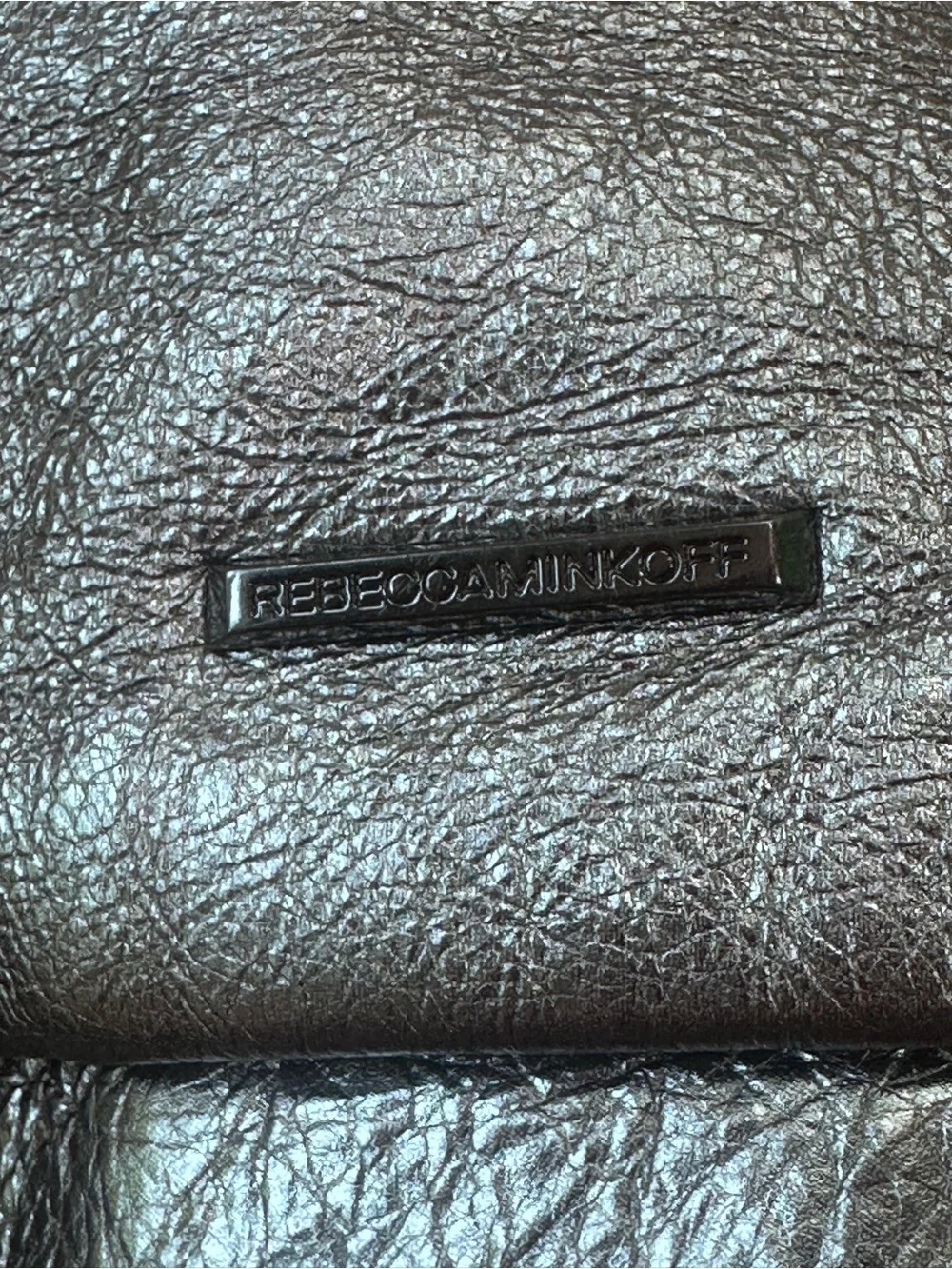 Rebecca Minkoff Mini Julian Silver Metallic Leather Backpack Sling Bag